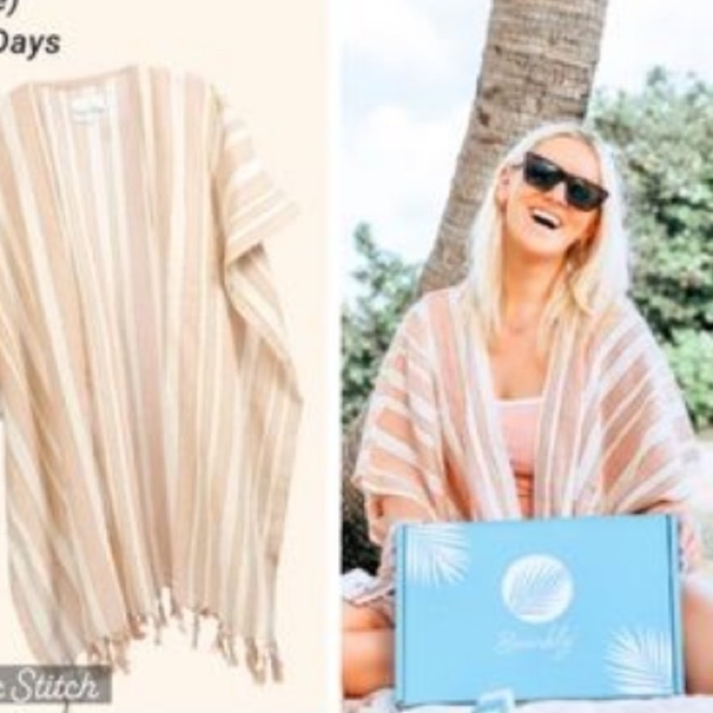 Rays for Days CocoCabana 100% Cotton Cover/Kimono in Coral Stripe - OS- EUC - Picture 5 of 8